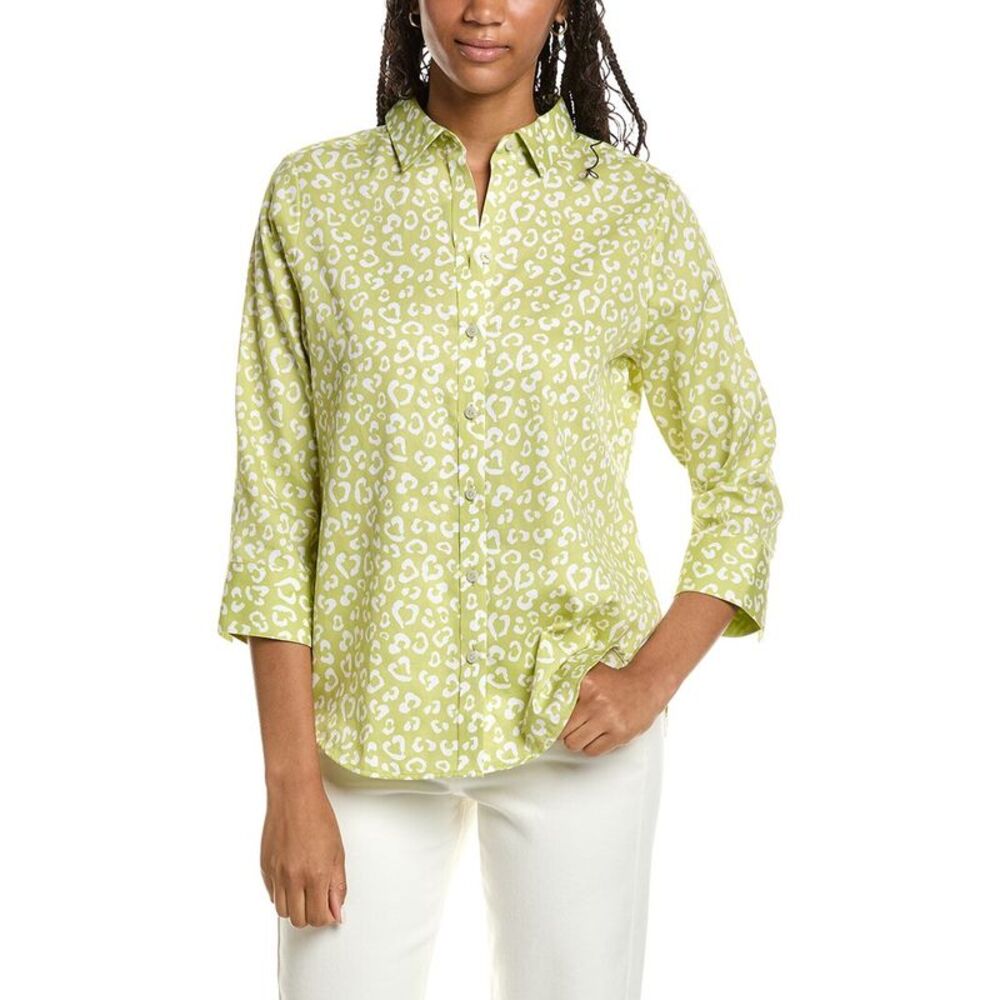 Foxcroft Womens Margie 3/4-Sleeve Cheetah Shirt